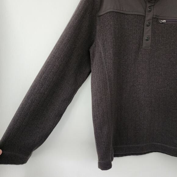 REI 1/4 Snap fleece pullover sweater gray ribbed mens size L - Picture 2 of 5